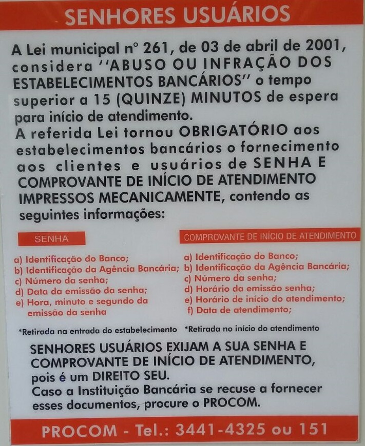 Lei n&atilde;o &eacute; cumprida pelo Banco do Brasil - Foto: Jornal da Nova